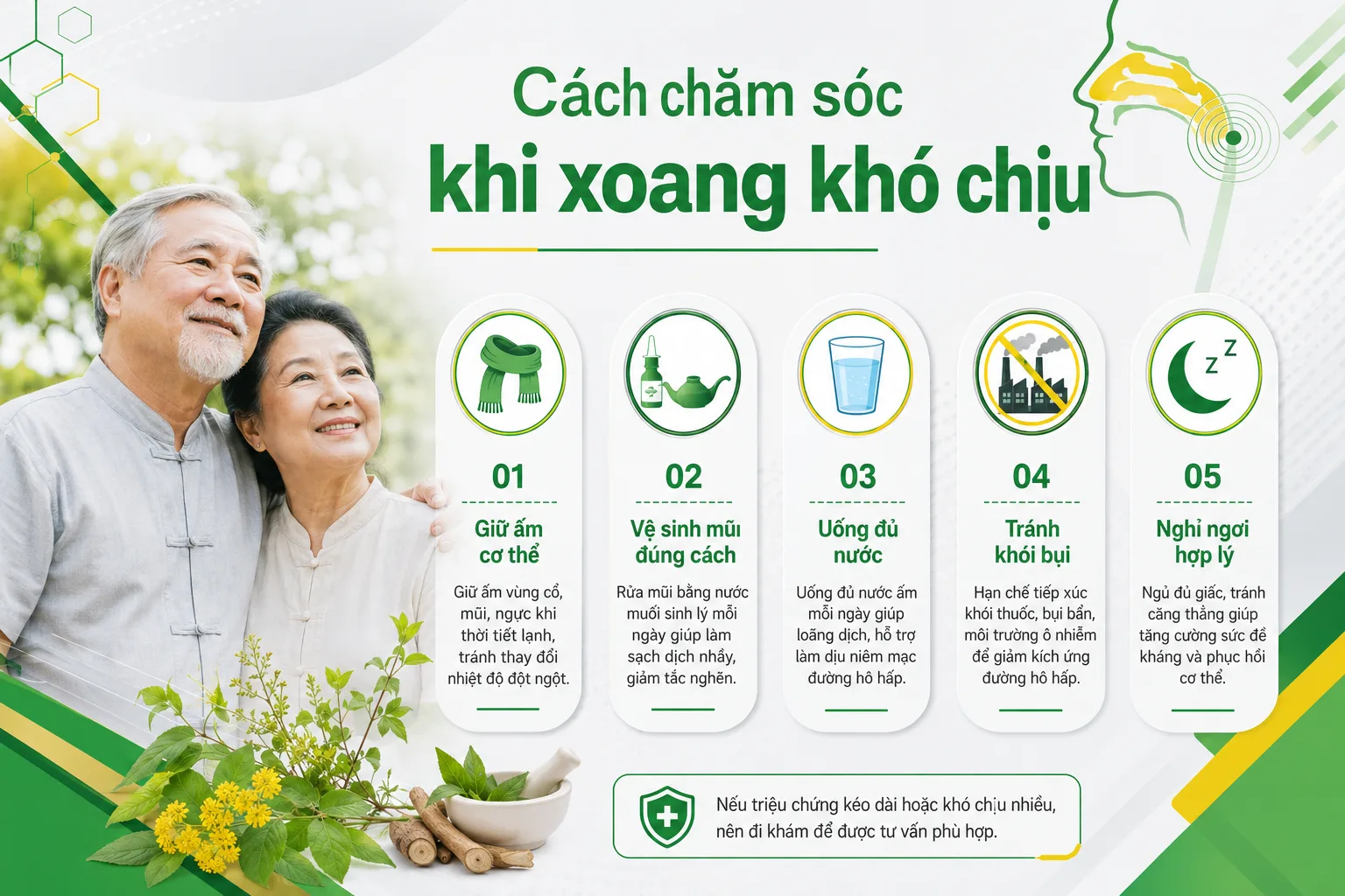 CHĂM SÓC MŨI XOANG CHO NGƯỜI CAO TUỔI KHI THỜI TIẾT THAY ĐỔI