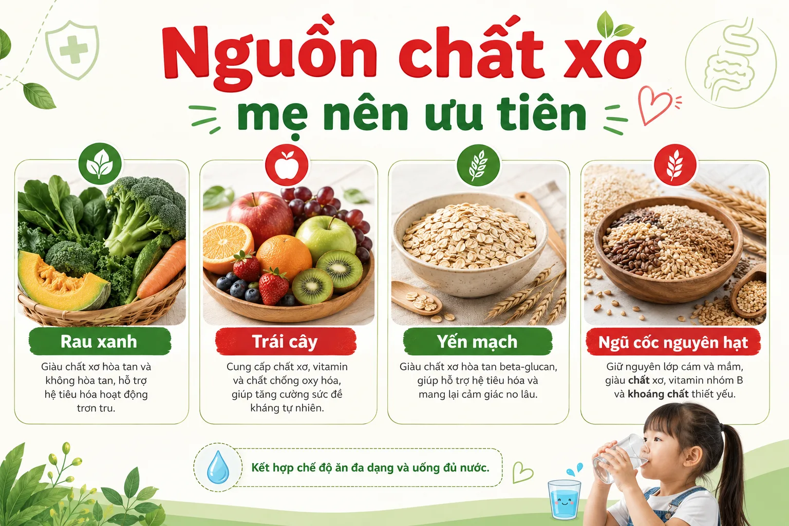 Chất xơ cho bé: Vai trò với hệ tiêu hóa và cách bổ sung đúng