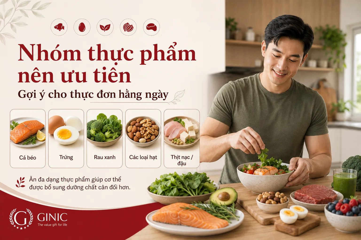 DINH DƯỠNG CHO NAM GIỚI: ĂN GÌ ĐỂ HỖ TRỢ SỨC KHỎE, SỨC BỀN VÀ SINH LỰC?