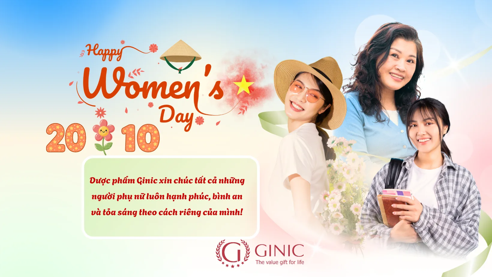 GINIC CHÚC MỪNG NGÀY PHỤ NỮ VIỆT NAM 20/10 – TRỌN YÊU THƯƠNG, VẸN SỨC KHỎE